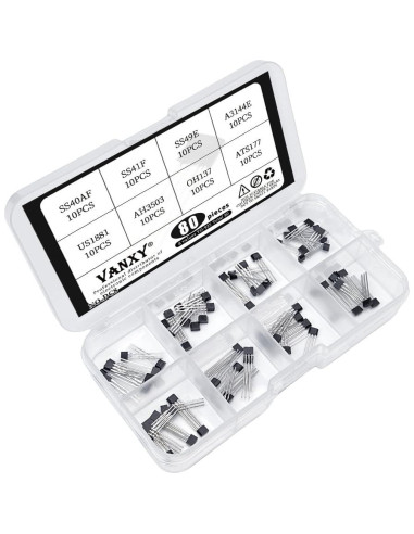 Kit de 80 Sensores Hall TO-92 VANXY - 8 Tipos x 10 Pcs