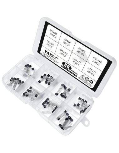 Kit de 80 Sensores Hall TO-92 VANXY - 8 Tipos x 10 Pcs