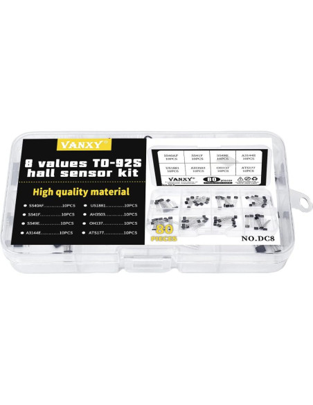 Kit de 80 Sensores Hall TO-92 VANXY - 8 Tipos x 10 Pcs