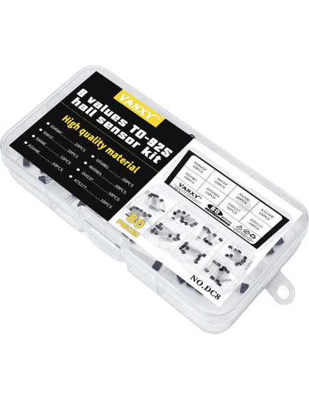 Kit de 80 Sensores Hall TO-92 VANXY - 8 Tipos x 10 Pcs