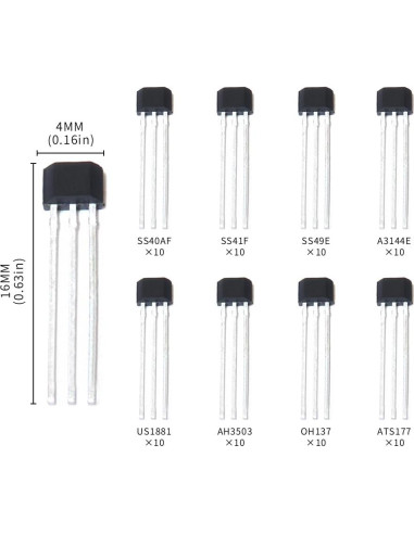 Kit de 80 Sensores Hall TO-92 VANXY - 8 Tipos x 10 Pcs