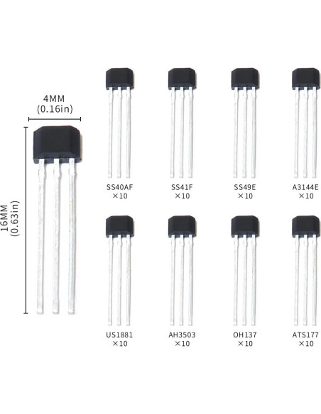 Kit de 80 Sensores Hall TO-92 VANXY - 8 Tipos x 10 Pcs