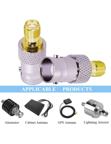 Adaptador Coaxial SMA Hembra a BNC Hembra 50 Ohmios 2PCS