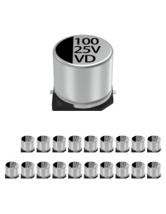 Paquete de 20 Capacitores Electrolíticos JCCON 25V 100uF SMD