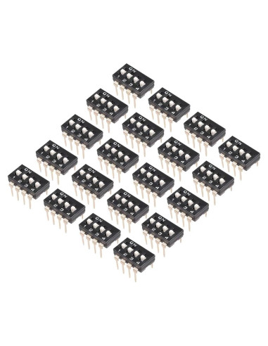 Interruptor DIP 4 Posiciones uxcell 20 Pcs 2.54mm Negro