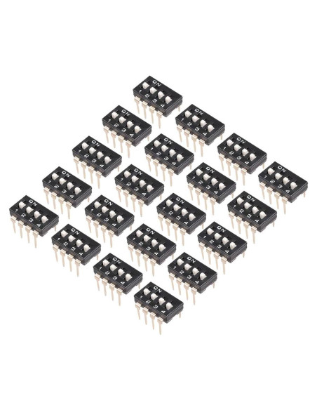 Interruptor DIP 4 Posiciones uxcell 20 Pcs 2.54mm Negro