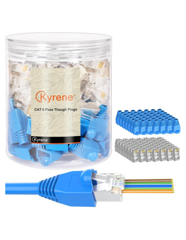 Conectores RJ45 Pasante Blindados Kyrene Cat6 50PCS