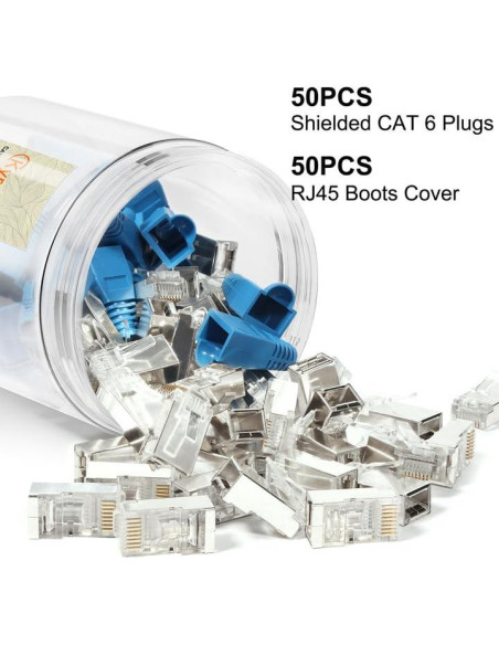 Conectores RJ45 Pasante Blindados Kyrene Cat6 50PCS
