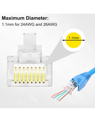 Conectores RJ45 Pasante Blindados Kyrene Cat6 50PCS