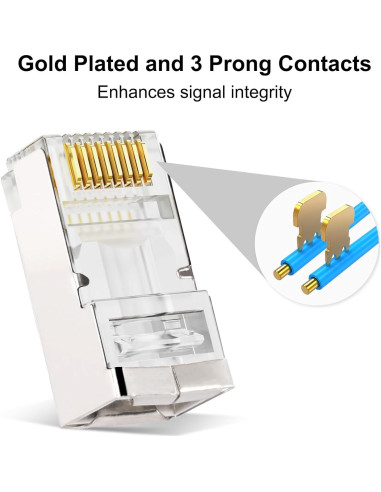 Conectores RJ45 Pasante Blindados Kyrene Cat6 50PCS