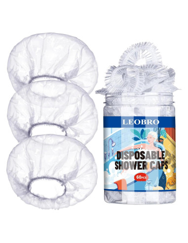 Gorras de Ducha Desechables LEOBRO 60PCS 44CM Transparentes
