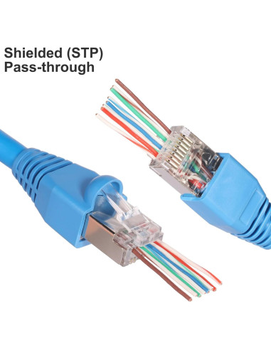Conectores RJ45 Pasante Blindados Kyrene Cat6 50PCS