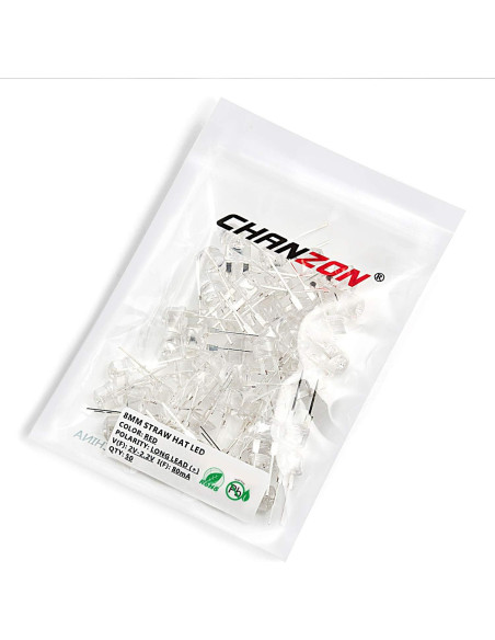 Diodos LED Rojo 8mm CHANZON 50 Piezas 2V 80mA