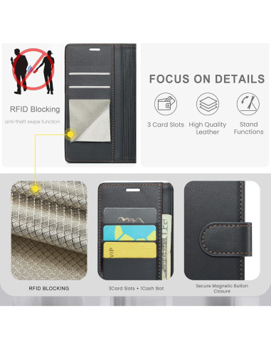 Funda billetera FLIPALM para Samsung Galaxy A56 5G - Negro