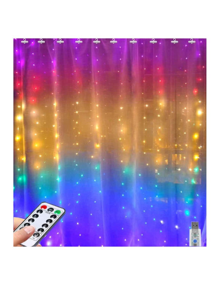 Luces de Cortina LED Greenke 2.04x1.52m 8 Modos Multicolor