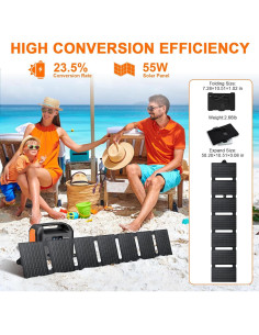 Estación de Energía Portátil PGYOB R300 300W con Panel Solar 55W 2