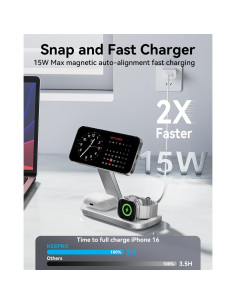 Estación de Carga Inalámbrica 3 en 1 KEEPRO Magnética 15W 2