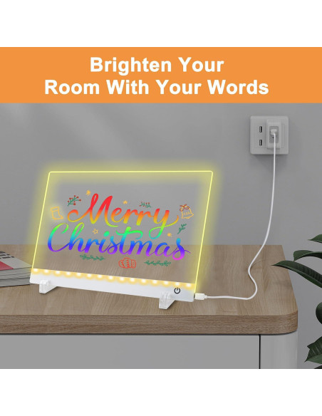 Tablero de Notas LED KJBJWJSLBD 34.8x25.4 cm con 7 Marcadores