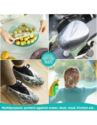 Gorras de Ducha Desechables LEOBRO 60PCS 44CM Transparentes