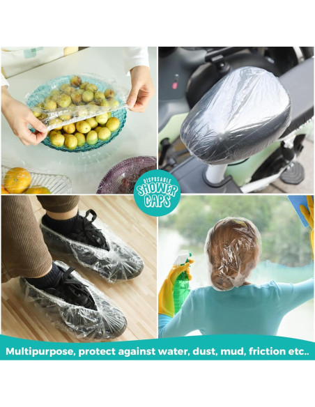 Gorras de Ducha Desechables LEOBRO 60PCS 44CM Transparentes