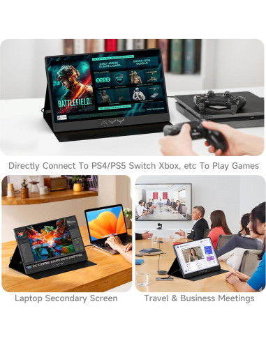 Monitor Portátil AYY 15" FHD 1080P USB-C HDMI Ultra Delgado