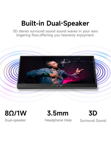 Monitor Portátil AYY 15" FHD 1080P USB-C HDMI Ultra Delgado