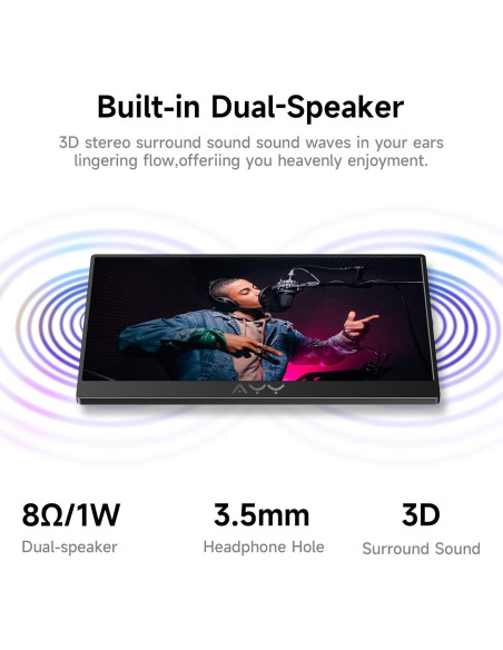 Monitor Portátil AYY 15" FHD 1080P USB-C HDMI Ultra Delgado