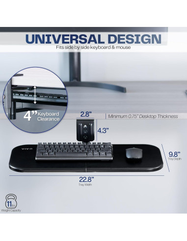 Bandeja de Teclado y Ratón VIVO MOUNT-KB01B 62.5x25.1cm