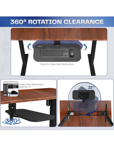 Bandeja de Teclado y Ratón VIVO MOUNT-KB01B 62.5x25.1cm
