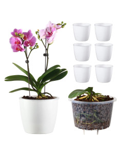 Paquete de 6 macetas autorriego DEELF OUTLET 17 cm blancas