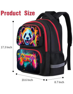 Mochila Infantil 17" Panda - Poliester 600D Impermeable 2