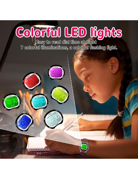 Reloj Digital Impermeable para Niños Yadelai Edi8207B 7 Colores