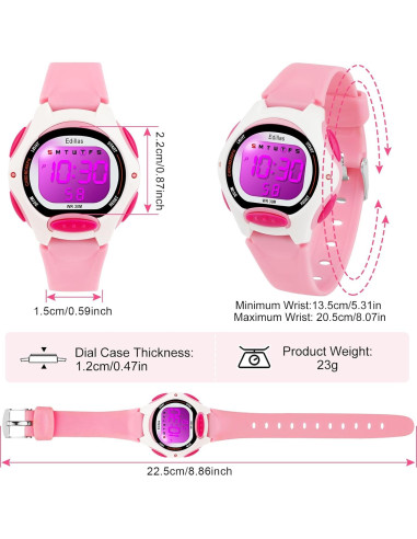 Reloj Digital Impermeable para Niños Yadelai Edi8207B 7 Colores