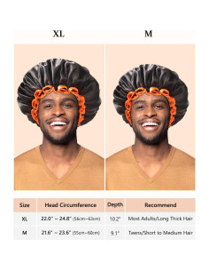 Gorro de Ducha XL Mikimini Negro con Borde Naranja Reutilizable 2