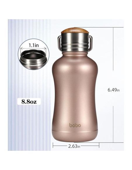 Botella de Agua Aislada YOHKOH 250ml Oro con Tapa de Bambú