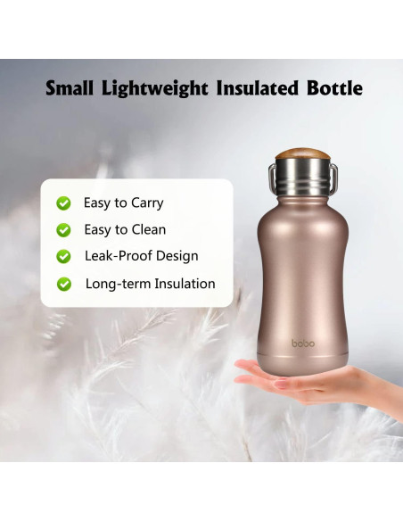 Botella de Agua Aislada YOHKOH 250ml Oro con Tapa de Bambú