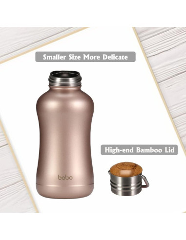 Botella de Agua Aislada YOHKOH 250ml Oro con Tapa de Bambú