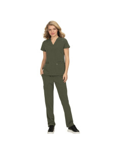 Top de Scrubs para Mujeres KOI Next Gen Oliva Jaspeado 3 Bolsillos