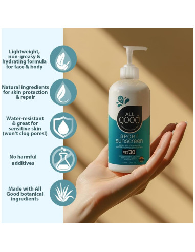 Loción Solar Mineral All Good Sport SPF 30 - 473 ml