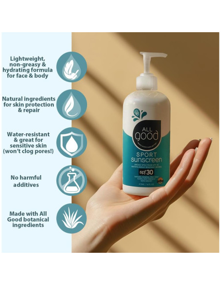 Loción Solar Mineral All Good Sport SPF 30 - 473 ml