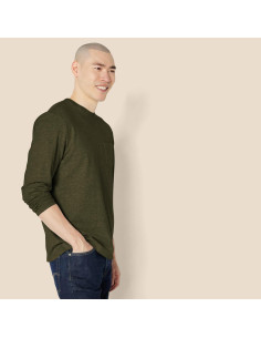 Camiseta de Cuello Redondo Regular Hombre Amazon Essentials Oliva 2