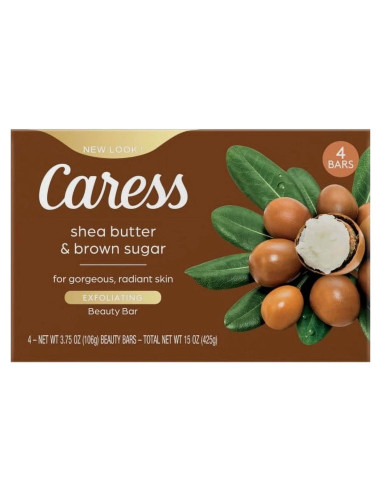 Jabón Exfoliante Caress Manteca de Karité 4 Paquetes