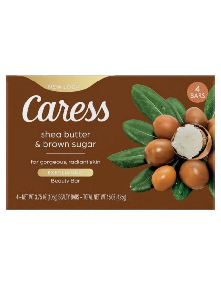 Jabón Exfoliante Caress Manteca de Karité 4 Paquetes
