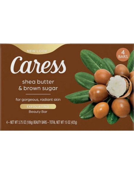 Jabón Exfoliante Caress Manteca de Karité 4 Paquetes