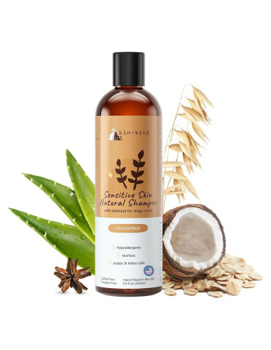 Champú Natural de Avena kin+kind para Perros y Gatos 354ml
