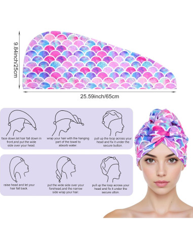 Toalla de Microfibra para Cabello Kifmurase Sirena 65x25cm