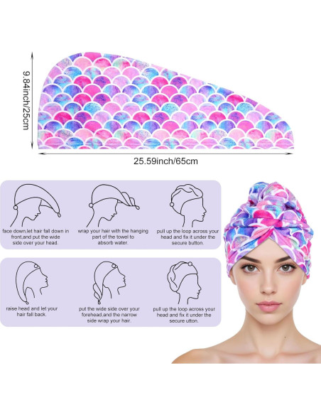 Toalla de Microfibra para Cabello Kifmurase Sirena 65x25cm