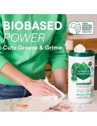 Toallitas Multiusos Seventh Generation Menta 70 Unidades x3