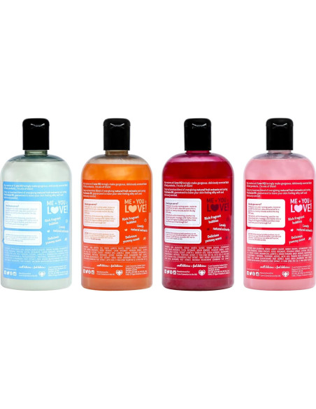 Set de Gel de Baño I LOVE - 4 Piezas 500 ml - Fresas, Frambuesa, Mango, Coco
