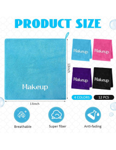 Paquete de 12 Toallas Desmaquillantes Reutilizables HunnmingRe 33x33cm 2